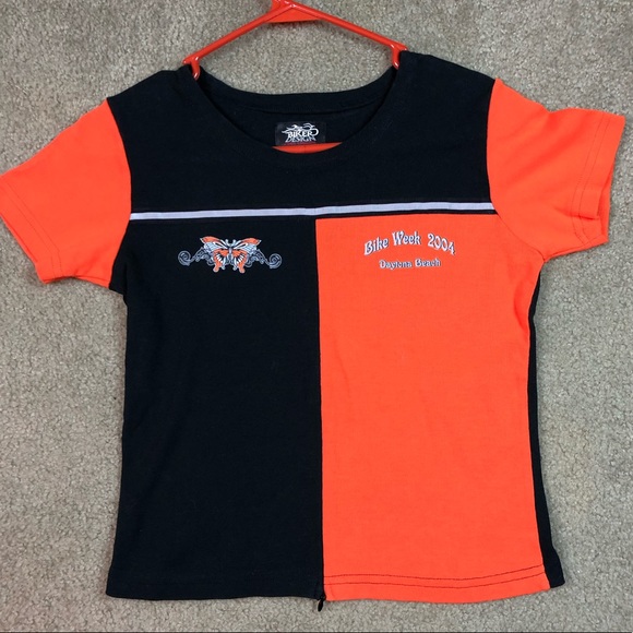 Short Sleeve Crop Top Biker Shirt - Picture 1 of 7